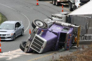 Truck rolled over