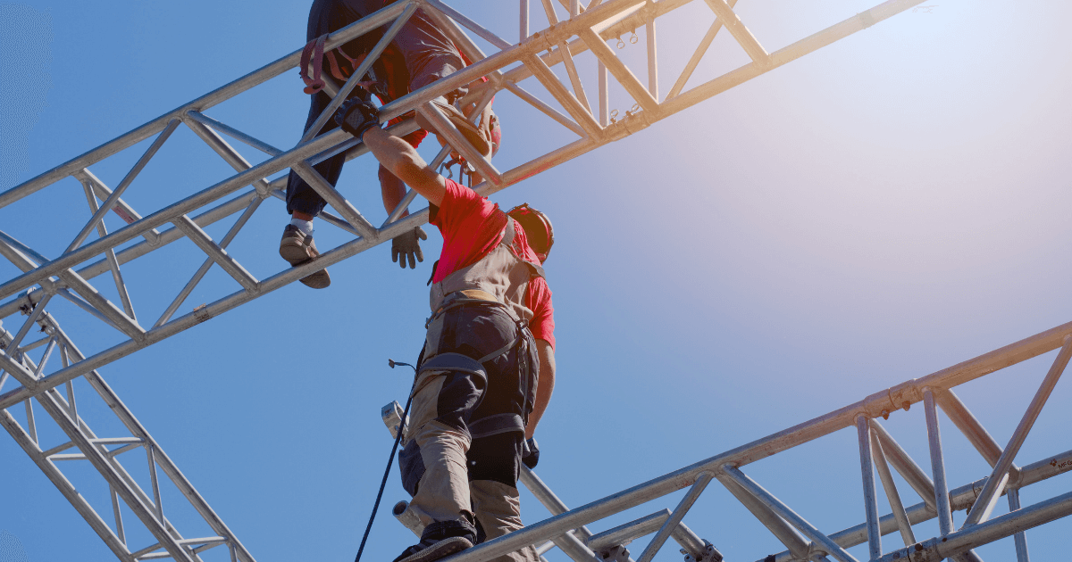 Workers working high in the sky