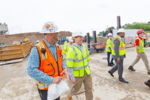 Worker's Walking in a construction zone